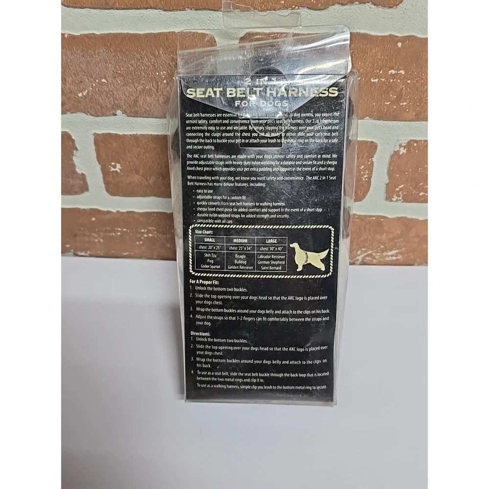 American Kennel Club 2-in-1 Seatbelt Harness Dogs Size Medium Chest 25